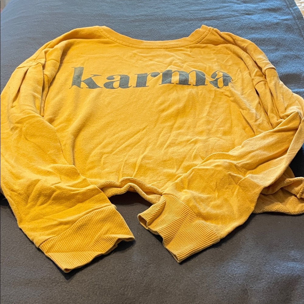 Yellow 'Karma' Cropped Sweatshirt